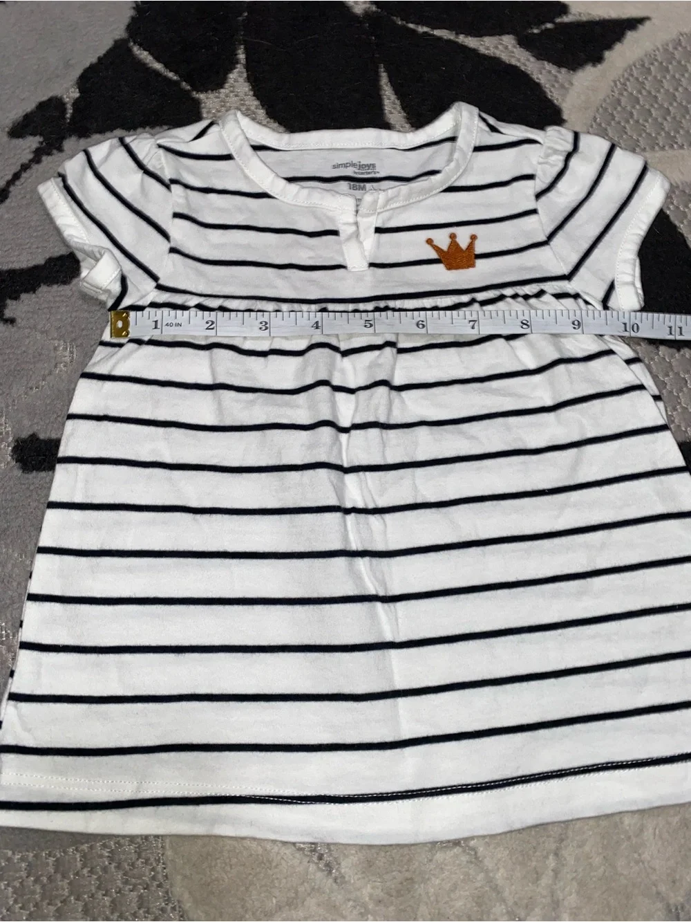 Carter’s Simple Joys Baby Girl 18 Months White Tee w/ Black Stripes